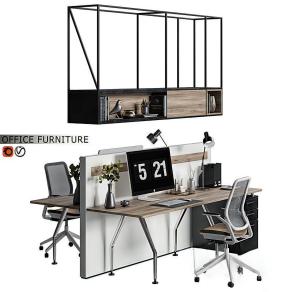 现代办公桌椅组合 苹果电脑 书桌 摆件 办公椅